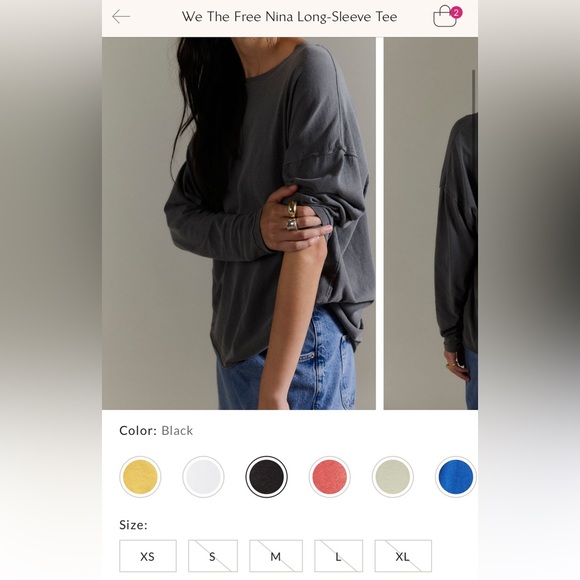 NWOT Free People We The Free Nina Long-Sleeve Tee - black - medium - Picture 11 of 14